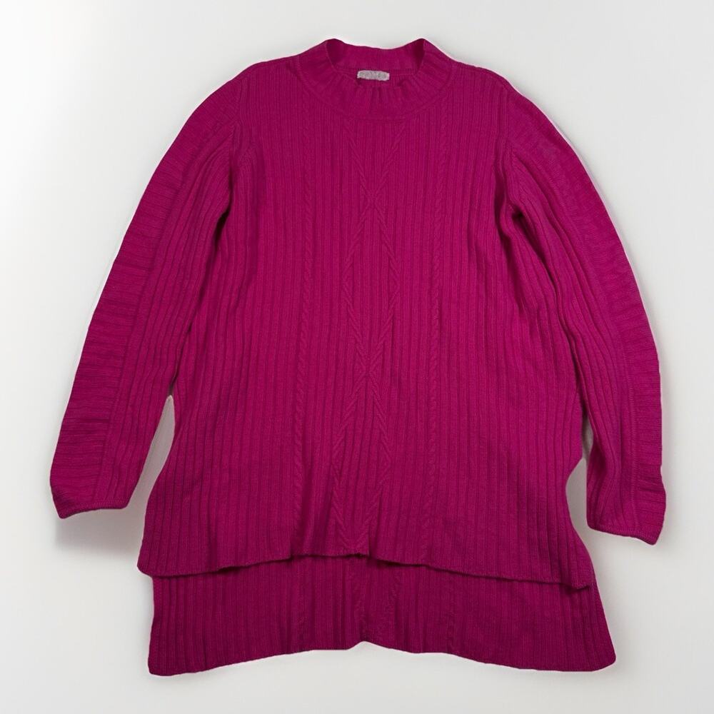 CO Collections Wool Cashmere Tunic Sweater Soft Ribbed Knit Pink Size Small